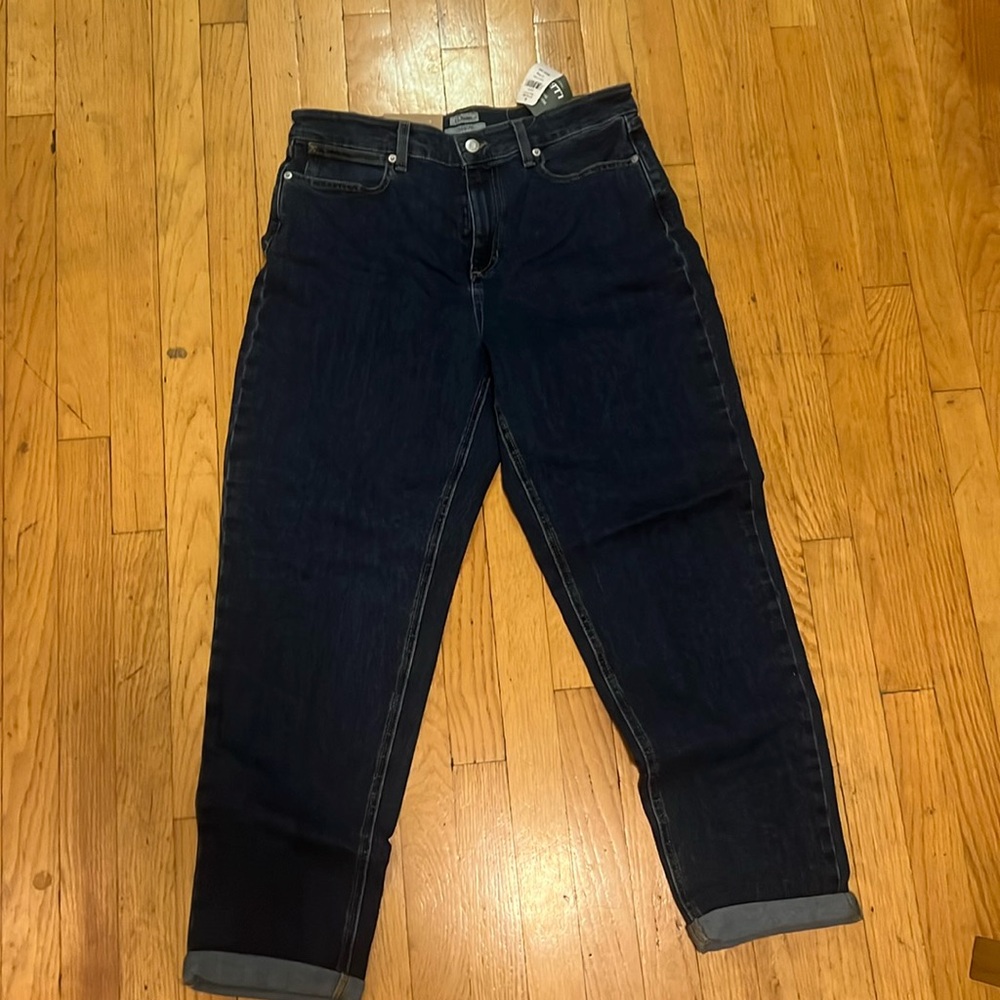 L.L. Bean 207 Vintage Boyfriend High-Rise Jeans 12 Regular Washed Indigo NWT